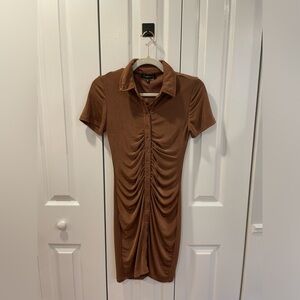 brown button down dress